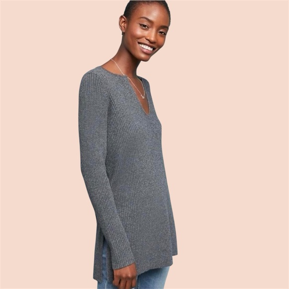 Anthropologie Tops - Ett Twa‎ by Anthropologie Amrita Grey Ribbef Tunic Sweater Sz XL